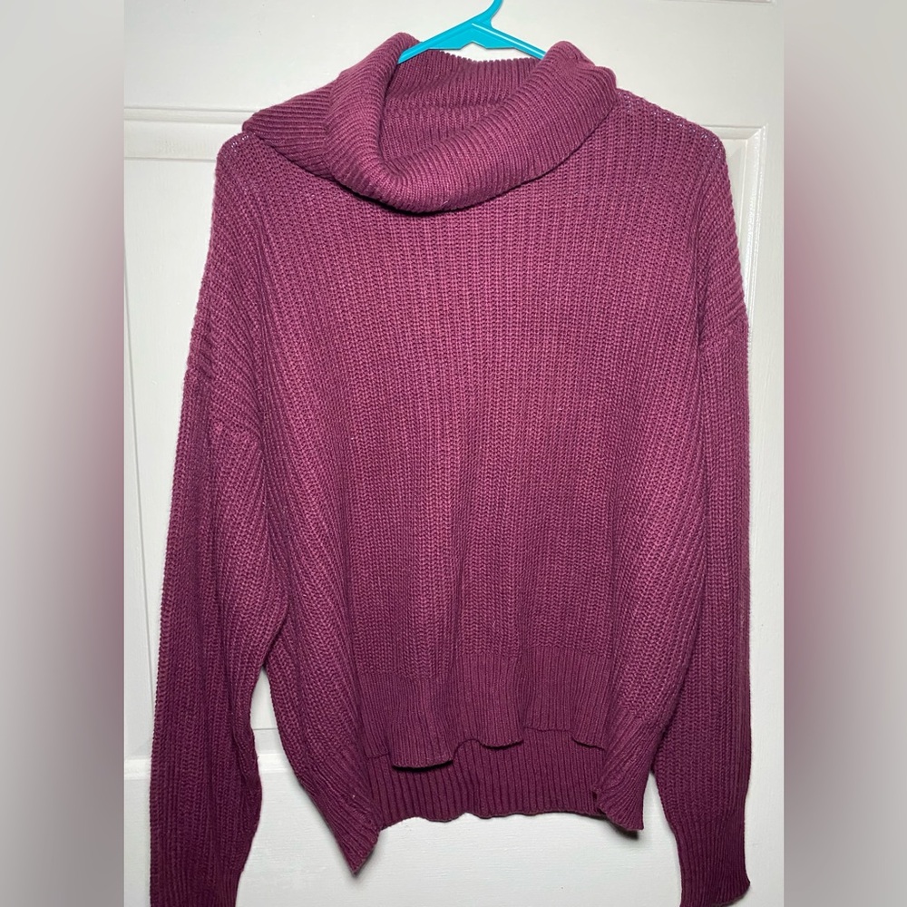 Fashion Nova Women’s Roll With The Flow Turtleneck‎ Sweater Burgundy 1x